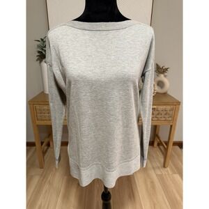 Joules Classic Grey Boatneck Sweater Womens Size 4 Beautiful blue detail